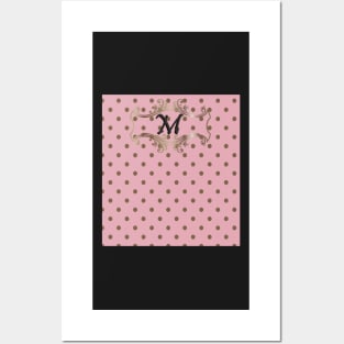 Monogrammed Pink Dots Design Posters and Art